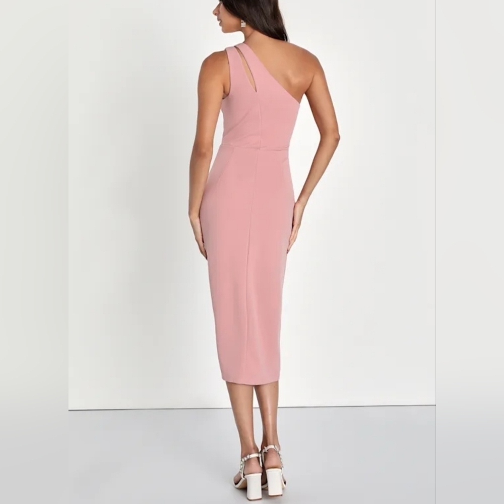 NWT Lulu's Pink One-Shoulder Midi Dress-Size S - Picture 2 of 9